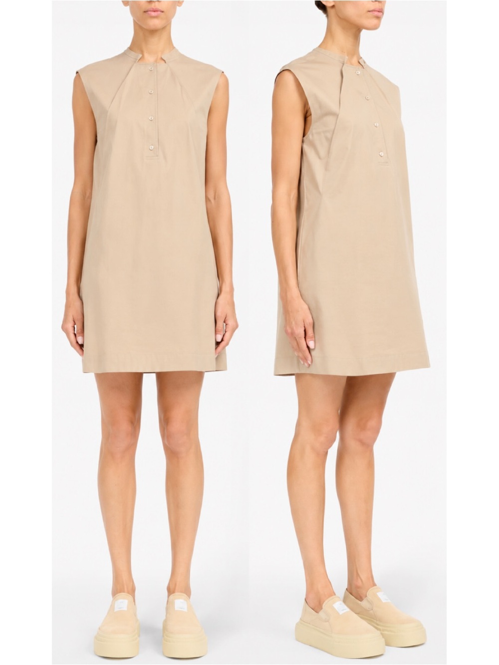 Piazza Sempione Cotton Piqué Shift Dress Sz 40 Italy Size US 4 Beige Camel Color